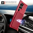 thumbnail image 5 of Slim Hard PC Case Compatible with Samsung Galaxy S25 Ultra, PU Leather Card Holder Back Case Kickstand Shock-absorbing Car Magnetic Case Cover Designed for Samsung Galaxy S25 Ultra, Red, 5 of 7