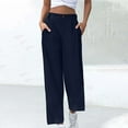 thumbnail image 4 of Qulqfy Corduroy Pants for Women High Waisted Baggy Blue Wide Leg Lounge Comfy Casual Pants Womens Fall Outfits S, 4 of 7