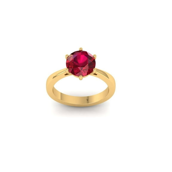 Pure Elegance 925 Silver With 14K Rose Gold Plated Red Ruby Birthstone Solitaire Engagement Ring for Women