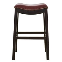 New Ridge Home Goods Julian 30" Faux Leather and Wood Barstool in Red/Espresso