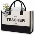 thumbnail image 1 of GFDYREE Personalized Initial Canvas Beach Bag, Monogrammed Gift Tote Bag for Women, 1 of 6