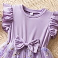 thumbnail image 5 of Utlike Girls Dresses Floral Embroidery Dress With Bow Tie Puffed Sleeves Casual Party For Kids Trend Sundress Size 2 Years-3 Years, 5 of 9