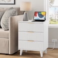 thumbnail image 3 of GIKPAL Night Stands for Bedroom, Modern Bedside Table with 3 Drawers & Charging Station,Fluted Panel End Tables for Bedroom  & Living Room, White, 3 of 11