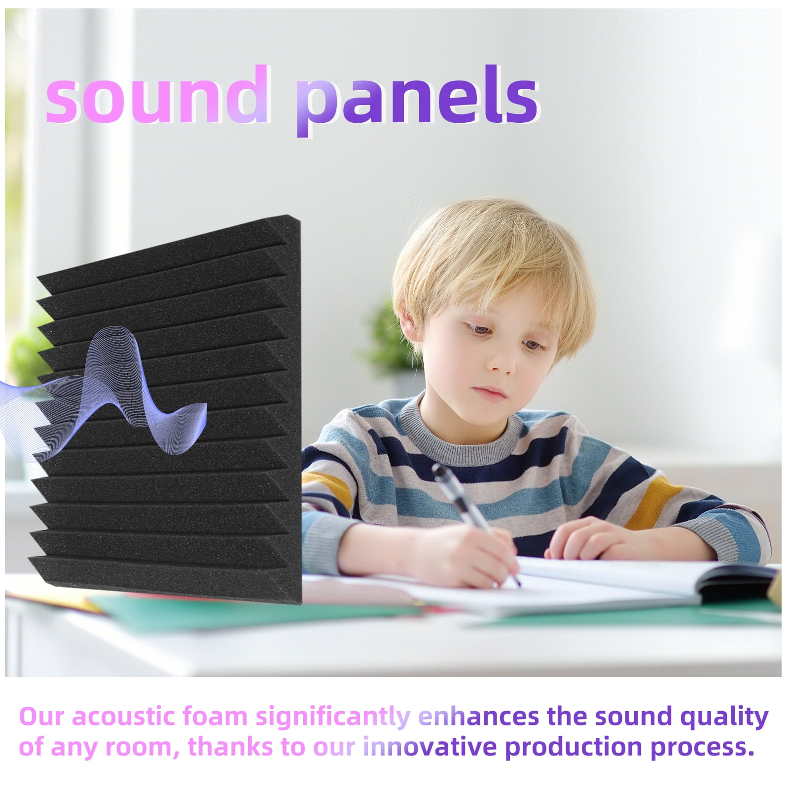 DQQKMM  24 Pack Sound Deadening Panels,12"X12"X1" Acoustic Sound Panels, Noise Canceling Foam Wedge Panels