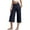 Navy, variant on CLOISE Womens Capris with Pockets Stretch Wide Leg Pants Elastic High Waisted Palazzo Pants Summer Casual Fashion Solid Loose Lightweight Cropped Flowy Trousers Gray XL