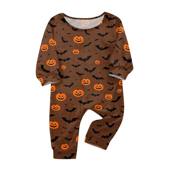 Spooky Halloween Matching Family PJs Pajamas Set, Pumpkin Ghost Long Sleeve Tops and Pants Lounge Sleepwear Set