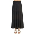 thumbnail image 3 of Pastel by Vivienne Women's Smocking Waist Tiered Long Skirt Plus Size Black X-Large, 3 of 3