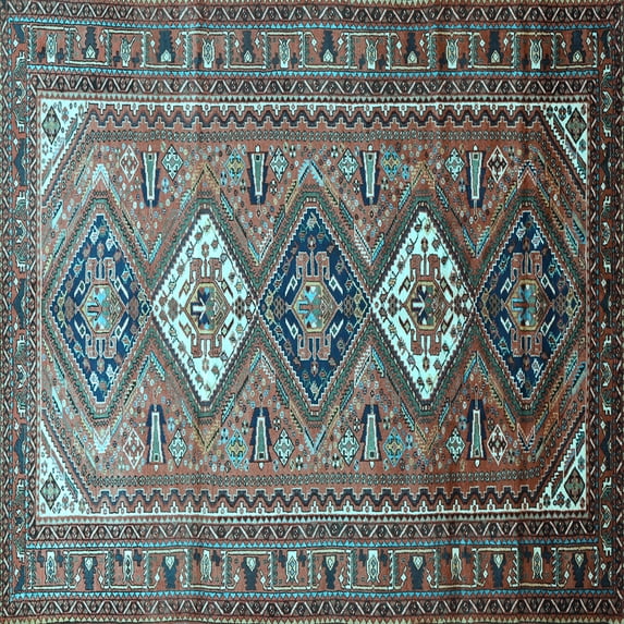 Ahgly Company Indoor Square Persian Light Blue Traditional Area Rugs, 6' Square