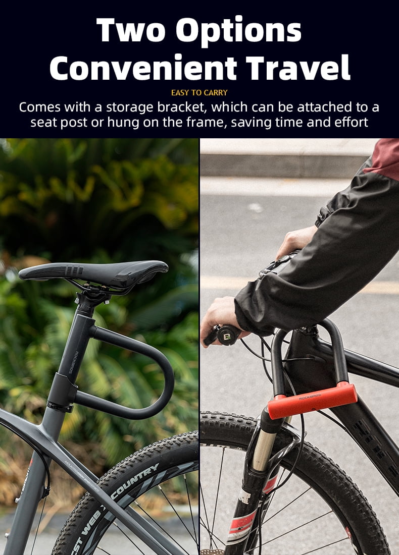 Rockbros High-Strength Alloy Steel U-Lock Lock, Black