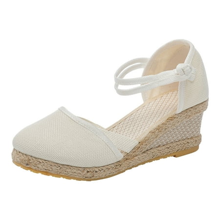 

Women Sandals Fashion Summer Comfortable Weave Wedges Breathable Elastic Band Round Toe Sandals Beach Casual Shoes Footwear