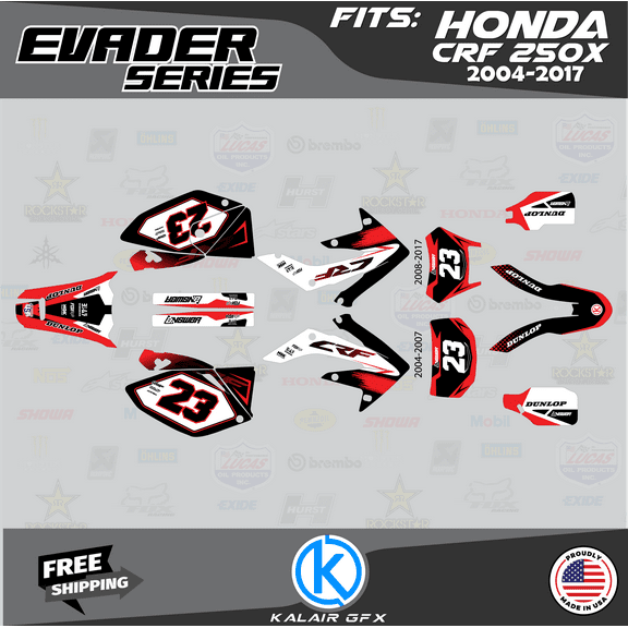 Kalair GFX Graphics Kit for Honda CRF250X ENDURO (2004-2007) Evader Series