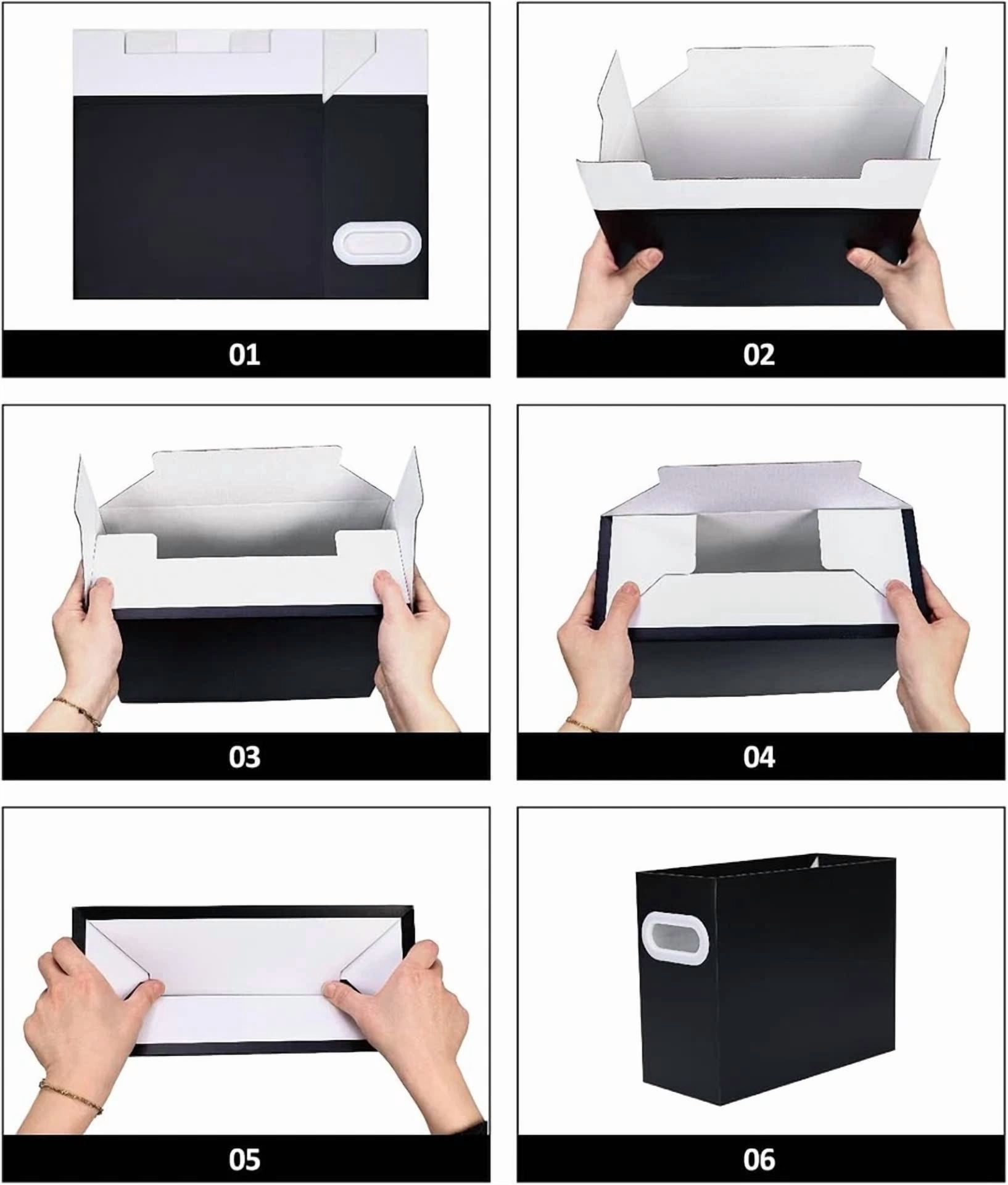 6-Pack Collapsible Hanging File Folder Box Letter Size Storage Organizer Black
