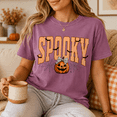 thumbnail image 5 of Spooky Pumpkin Halloween T-Shirt, Retro Bat Spiderweb Graphic Tee, Cute Fall Season Shirt, Vintage October Apparel Gift for Her - Berry, L, 5 of 5