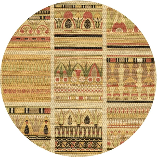 Ahgly Company Tapis Rond Lavable en Machine Intérieur Transitionnel Orange, 3 Pieds Rond