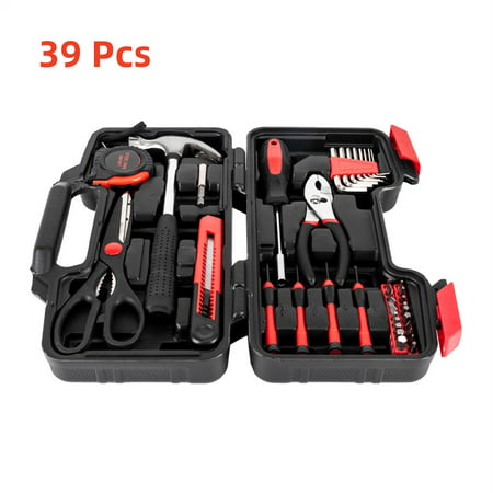 

Happon 39 Pcs Portable Tool Kit Household Hand Toolbox General Repair Screwdriver Pliers Hammer Hex Christmas Gifts Red