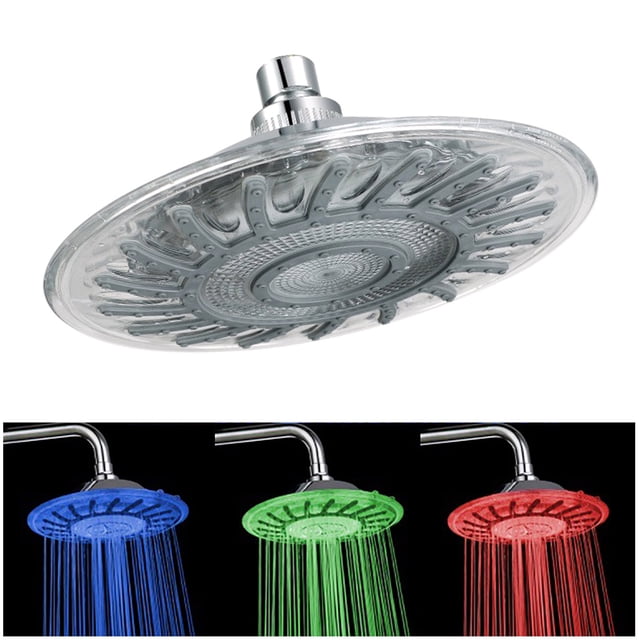 WIFKLSIIPG LED Shower Head Temperature 3 Color Changing 8 Inch Square ABS Finish 12 Leds for The Bathroom(Silver)
