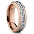 thumbnail image 1 of Men's Rose Plated Brushed Titanium Wedding Ring Eternity Band with Channel Set Princess Cut Cubic Zirconia 8mm SZ 8, 1 of 3