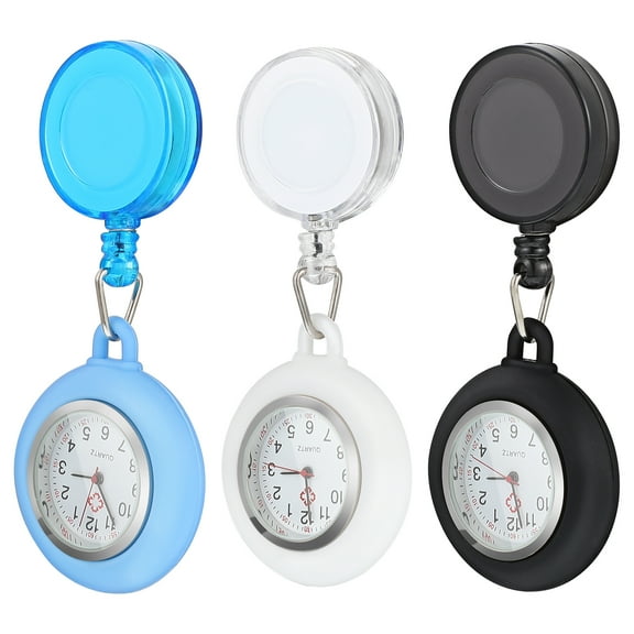 NICERIO Pocket Watch for Nurse and Doctor Retractable Design Clip-on Watch with Accurate Time, 3pcs