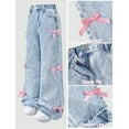 thumbnail image 5 of OYYN Baggy Jeans for Girls Wide Leg High Elastic Waist Adorned with Cute Bow Trendy Y2K Denim Pants Boyfriend Skater Streetwear & School, 5 of 8
