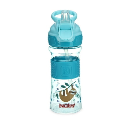 Nuby Thirsty Kids Flip-it Straw Reflex Cup, 12oz, Sloth