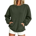 thumbnail image 3 of Jsaierl Women's Corduroy Sweatshirts Casual Solid Color Crewneck Sweatshirt Fall Sweater Work Long Sleeve Shirts Winter Fashion S-2XL, 3 of 7