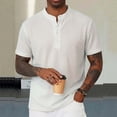 thumbnail image 5 of Men's Henley Shirts Short Sleeve Moisture Wicking Quick Dry Casual Waffle Golf Tops Solid Color Summer Tshirts (S, White), 5 of 7