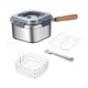 thumbnail image 4 of Juego de cocina para acampada, colador de alimentos a prueba de herrumbre, caja de conservación fácil de limpiar, olla de cocina cuadrada para el, 4 of 9