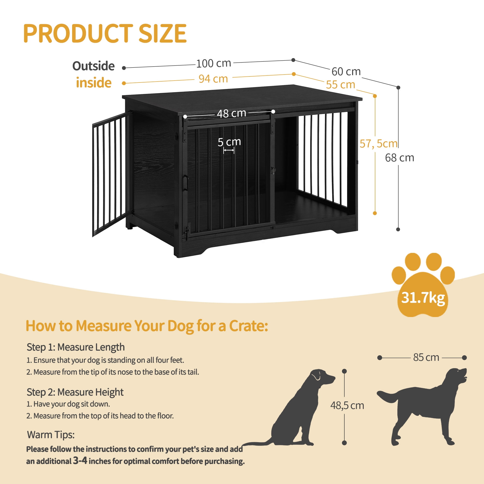 dogページ Hzuaneri Heavy-Duty Furniture Style Dog Crate, Chew