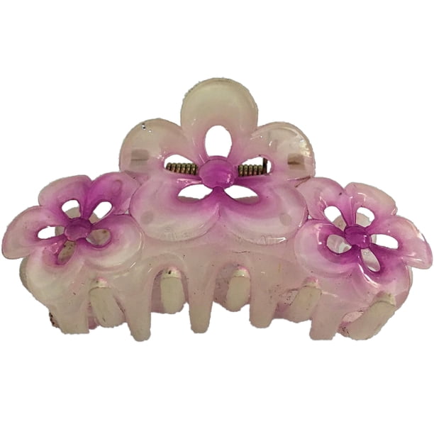 Plumeria Pink 3 Flower Hair Clip Claw Large