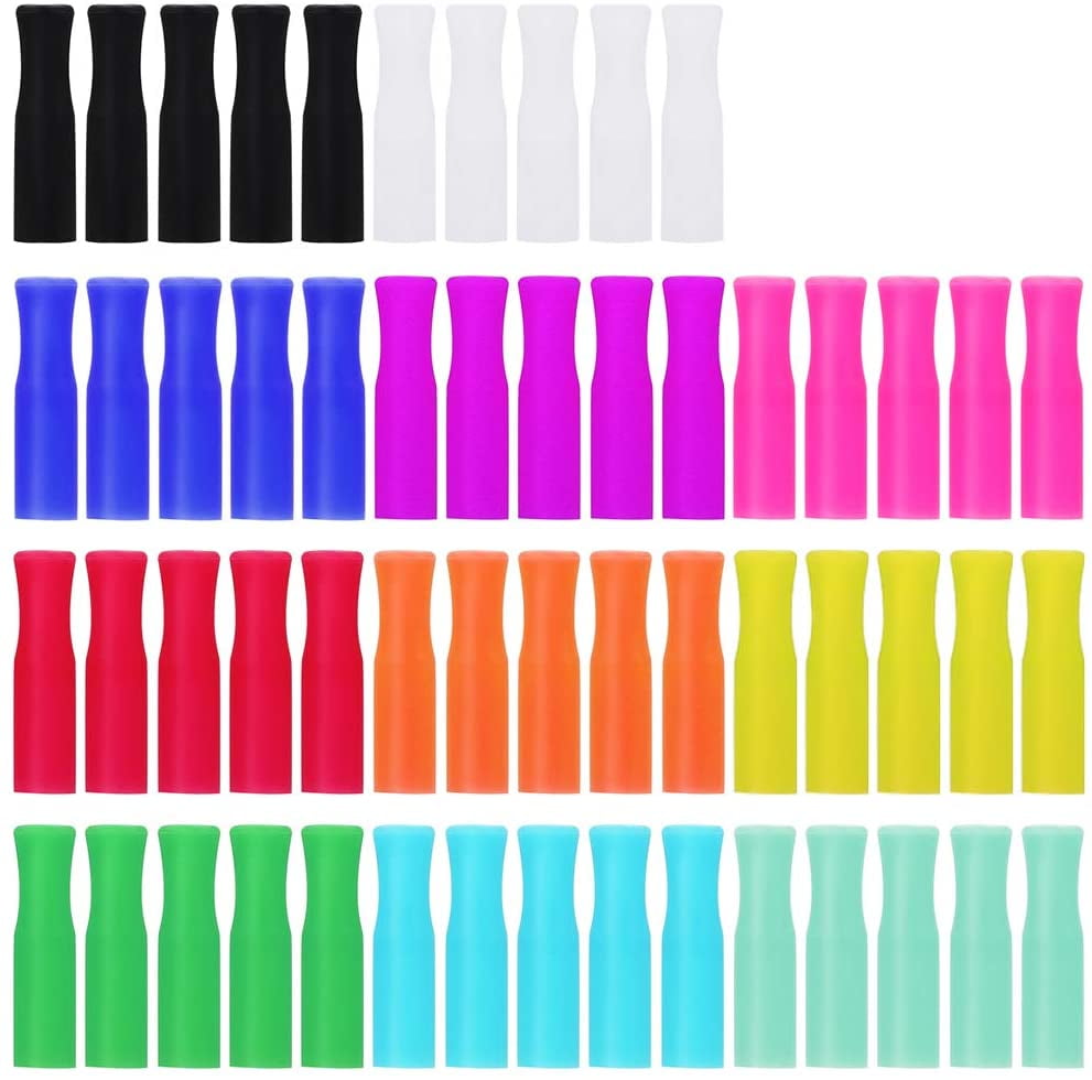 8pcs/set Silicone Tips Cover Food Grade Cover for 6mm Stainless Steel Straws YL 