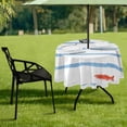 thumbnail image 7 of Coolnut 60" Red Fish Blue Stripes Outdoor Round Tablecloth, Waterproof Stain-Resistant Non-Slip Circular Tablecloth with Umbrella Hole and Zipper for Tabletop Backyard Party BBQ Decor, 7 of 7