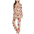 thumbnail image 2 of XWSHYW Womens Pajamas Fashion Geometric Pattern Casual Sleepwear Loose Fit Long Sleeve Crew Neck Christmas Pajamas, 2 of 5