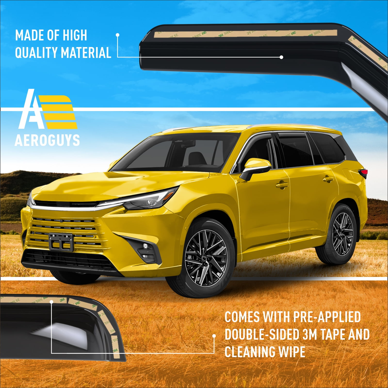 AEROGUYS Extra Durable Window Deflectors In-Channel Window Visors Rain Guards Fit for Lexus TX 2024-2026, Sun Visors, Wind Vent Visors, vent shades, Exterior Car Accessories - 4 pcs. AG0692