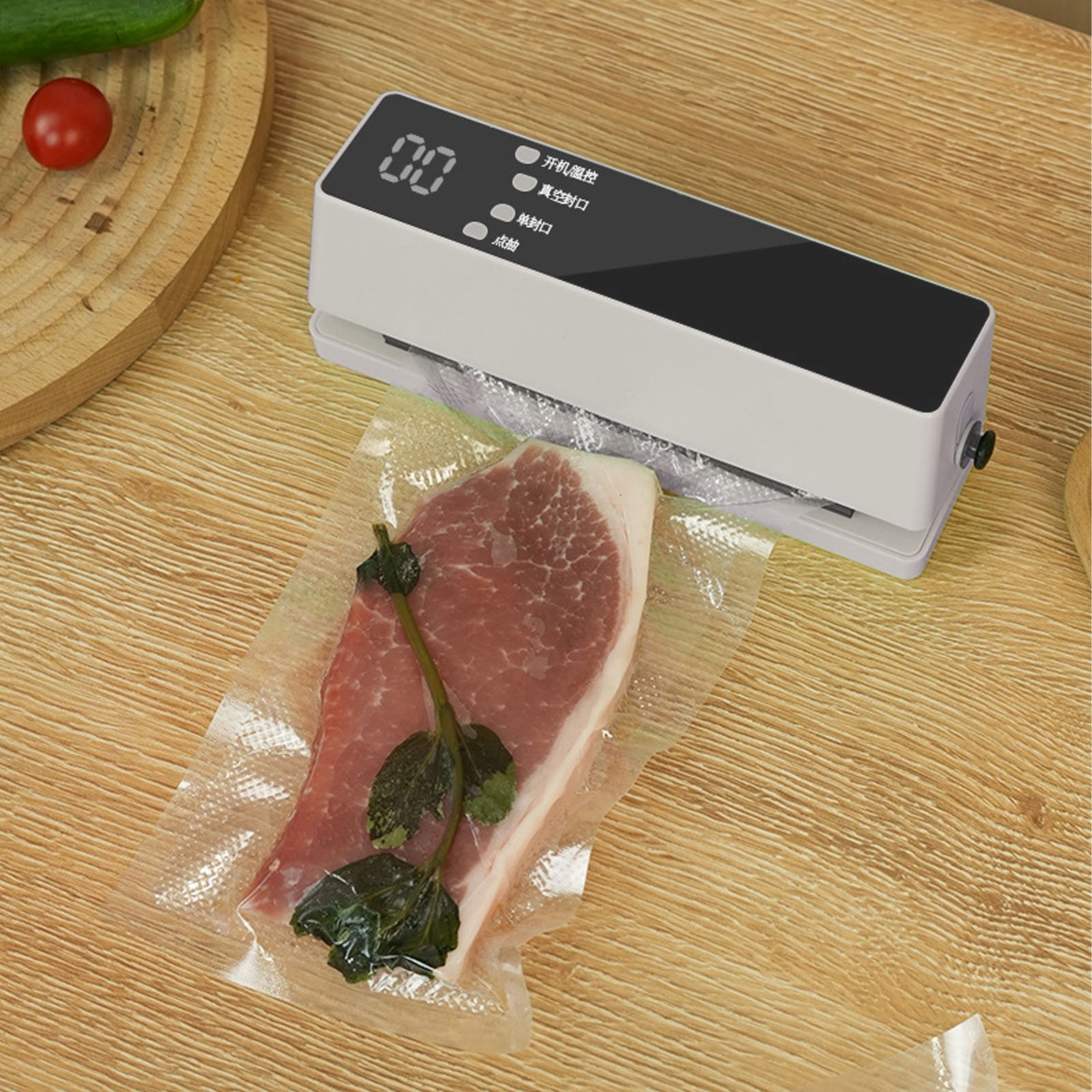 1 Pc Mini Vacuum Sealer for Food 2 in 1 Handheld Meal Saver Machine Cordless Rechargeable Food Sealer for Dry, Moist Food Storage, Heat Sealer for Chip Bags, 6.89x1.69x2.17 Inch, Beige