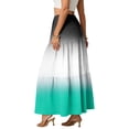 thumbnail image 4 of LWavelet Women Ombre Tiered Maxi Skirt Elastic High Waist With Pockets Casual Long Skirt White 2XL, 4 of 6