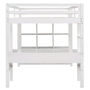Euroco Full Loft Bed Wood Frame Desk with Drawers and Shelf for Kids Teens, White