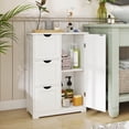 thumbnail image 5 of Costway Bathroom Floor Cabinet Side Storage Cabinet with 3 Drawers and 1 Cupboard White, 5 of 11