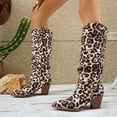 thumbnail image 7 of SACFOF Womens Classic Tall Knee High Block Heel Fashion Boots Animal Print Pointed Toe Chunky Heel Shoes, 7 of 7