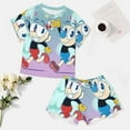 thumbnail image 4 of Cartoon The Cuphead Show Summer Home Suit For Womens Short-Sleeved Pajama Set 2pcs Loungewear Soft Sleepwear T-Shirts Tee Shirt Top And Short Sleeping Pants, 4 of 8