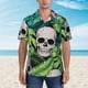 thumbnail image 2 of Fotbe Skull and Palm Leaves Camisa Hawaiana para Hombre Unisex – Camisa Casual de Verano con Botones de Manga Corta de Algodón y Lino,3X-Large, 2 of 7