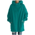 thumbnail image 2 of Long Hoodies for Women Lightweight Zip Up Sweatshirts Casual Fleece Hooded Jackets Loose Cowl Neck Trench Coats, 2 of 4