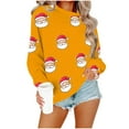 thumbnail image 3 of Craaazy Christmas Gifts Long Sleeve Shirts For Women Crewneck Funny Santa Christmas Tree Graphic Pullover Snowman Sweatshirts Womens Tops, 3 of 4