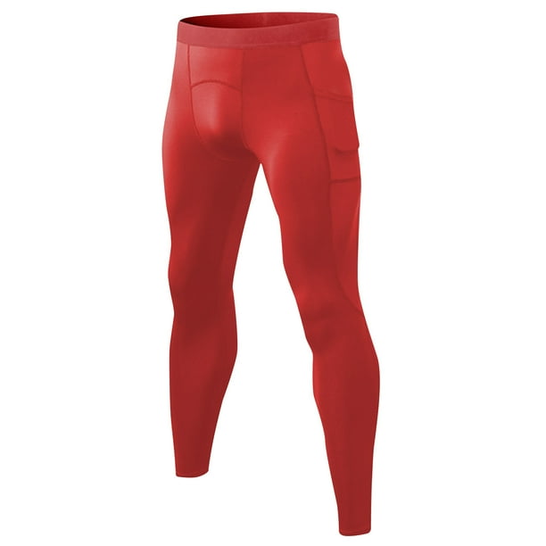 Amzcrzy Pantalones Yoga Hombre Leggings Ligeros Suaves Deportes Informales Cintura Alta Sin Costura Delantera Color Liso Correr Gimnasio Mallas Running Con Bolsillos Tallas S-2XL Rojo