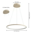 thumbnail image 5 of JONATHAN Y Brice 23.75" Modern Contemporary Metal Round Dimmable Integrated LED Pendant, Beige, 5 of 9