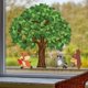 thumbnail image 2 of Pegatinas para ventanas: 1 impresionante pegatina estática decorativa de animales debajo de árboles altos para evitar que los pájaros choquen contra las ventanas, 2 of 5