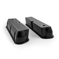 thumbnail image 4 of Speedmaster PCE314.1083.06 Compatible with Ford SB 289 302 351 Windsor Black Aluminum Ribbed Valve Covers Tall w/Hole, 4 of 8