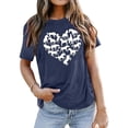 thumbnail image 2 of TSADFHJI Hauts pour Femmes Élégants Rouges Imprimé d'Été Confortable et à la Mode Haut en Coton Coloré T-Shirt à Manches Courtes G Marine, 2 of 4