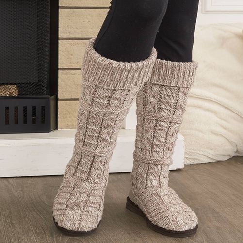 Luk Ees By Muk Luks Women S Knit Boots Beige 8 Walmart Com Walmart Com