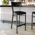 thumbnail image 3 of Flash Furniture Set of 2 Commercial Barstools with 500 LB. Capacity Black Steel Frame, Black Vinyl Boomerang Back, and Black Vinyl Seat, 3 of 11