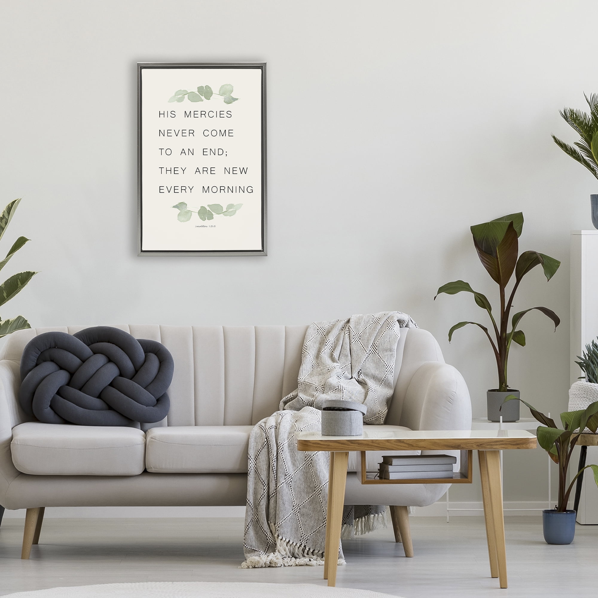 Stupell Industries Mercies New Every Morning Gray Framed Floater Canvas Wall Art, design by Lucille Price